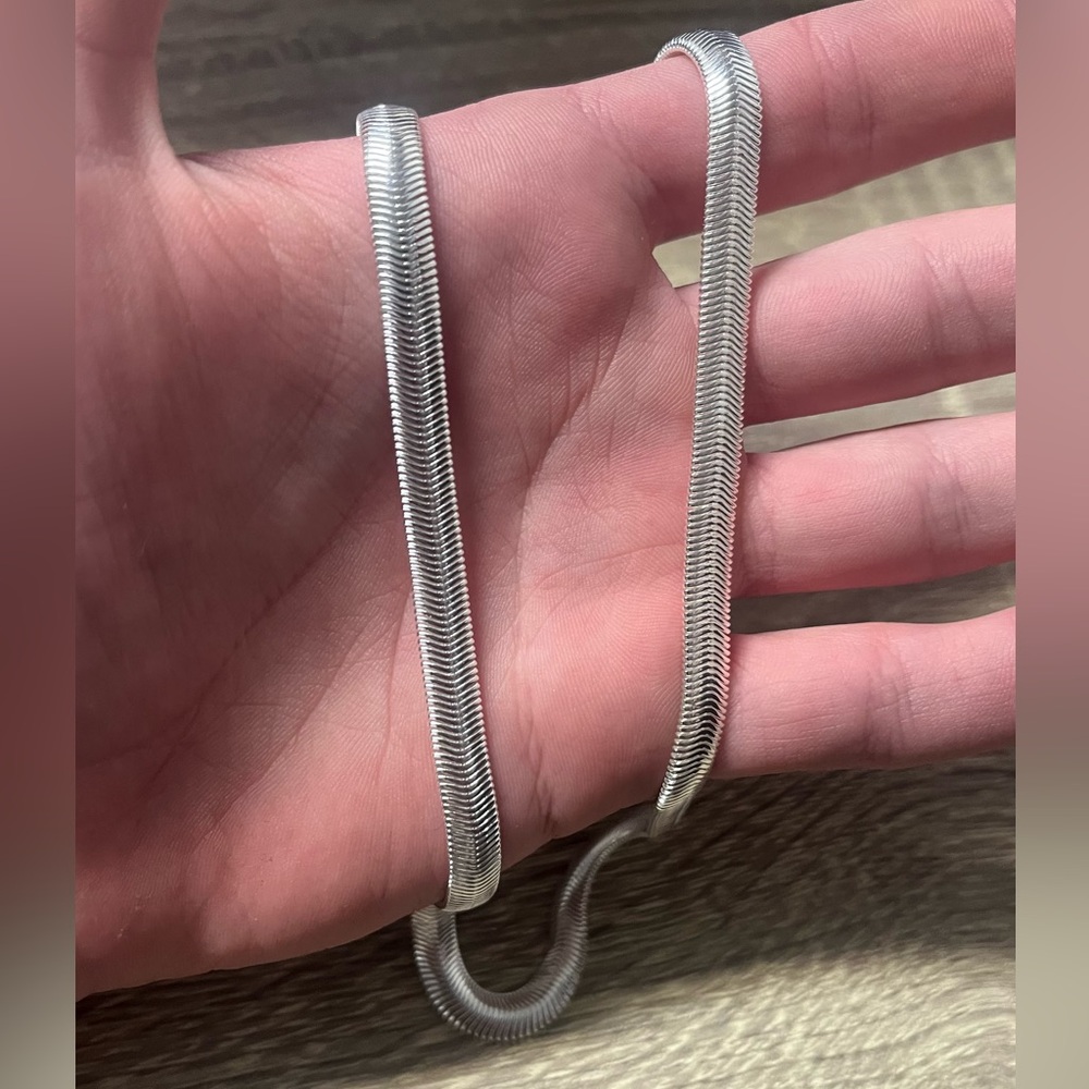 925 Sterling Silver Unisex 5mm Herringbone Chain - 24 inches - New